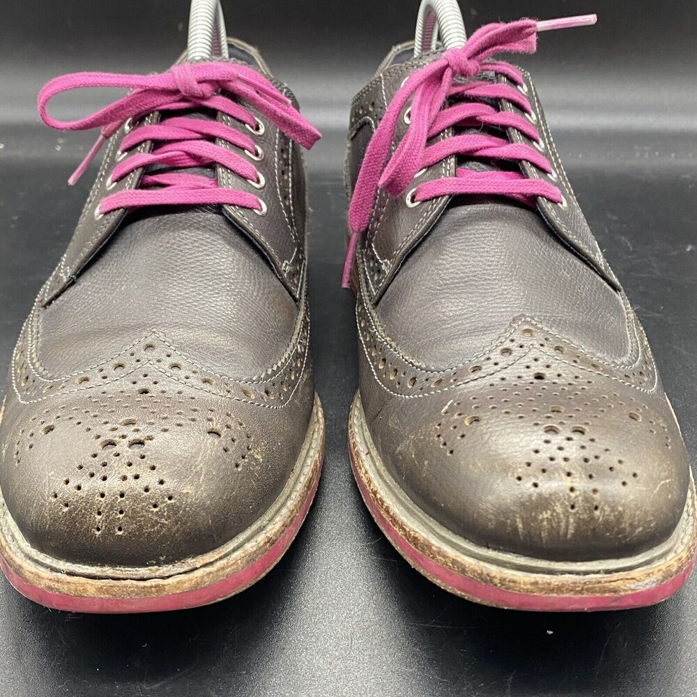 Cole Haan Leather Wing Tip Oxfords Pink Soles Men's Size 8.5M C11078 - Picture 4 of 8